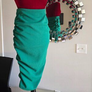 NY & Company Money Green High Waisted Bunched Pencil Skirt by Gabrielle Union